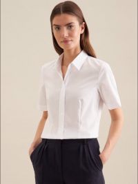 Bügelfreie Bluse Kurzarm Weiß